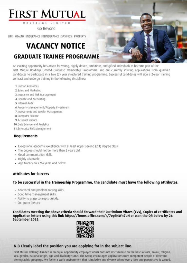 First Mutual Graduate Trainee Programme 2025 First Mutual Graduate Trainee Programme 2025